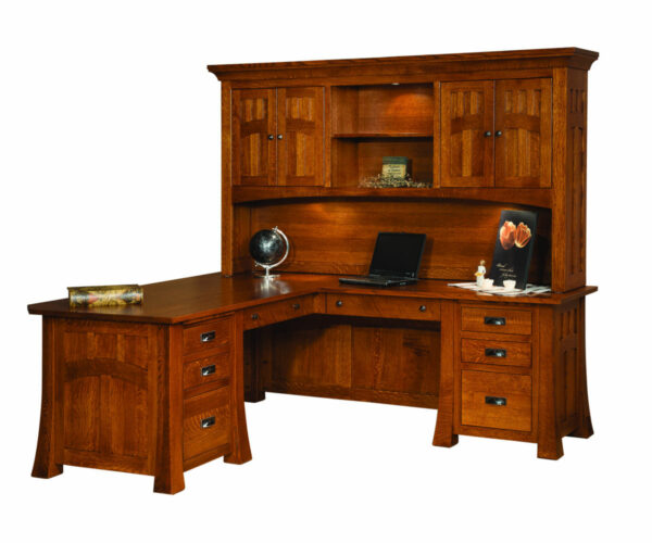 Bridgefort Mission Corner and Return Desk with Hutch