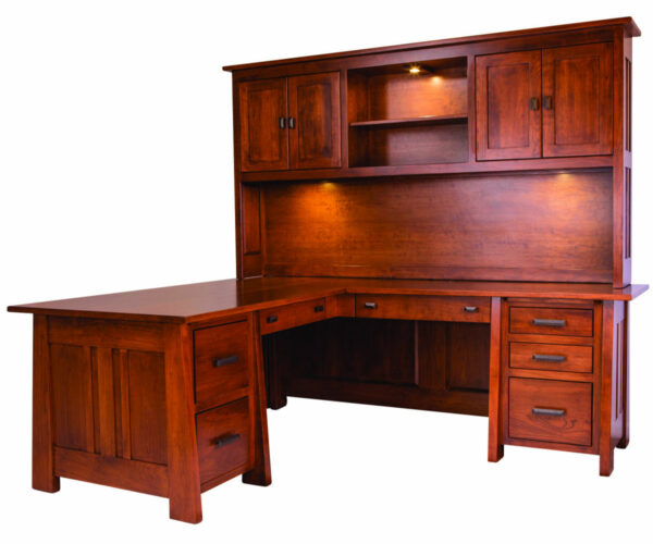Freemont Mission Corner and Return Desk with Hutch FMCT