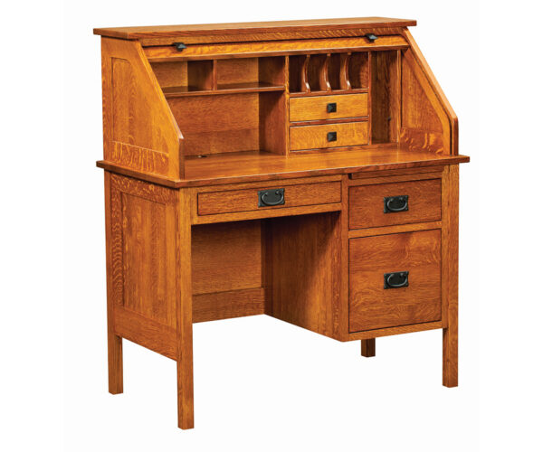 Post Mission Single Pedestal Rolltop Desk
